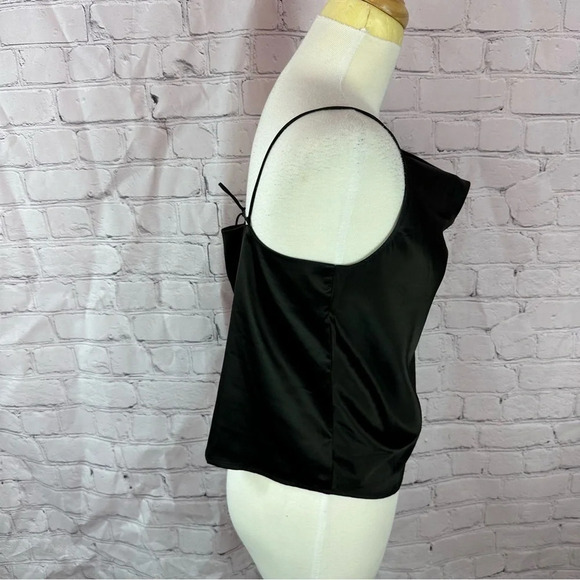 kimchi blue black satin slip top sz medium straps tie in back - Picture 2 of 7